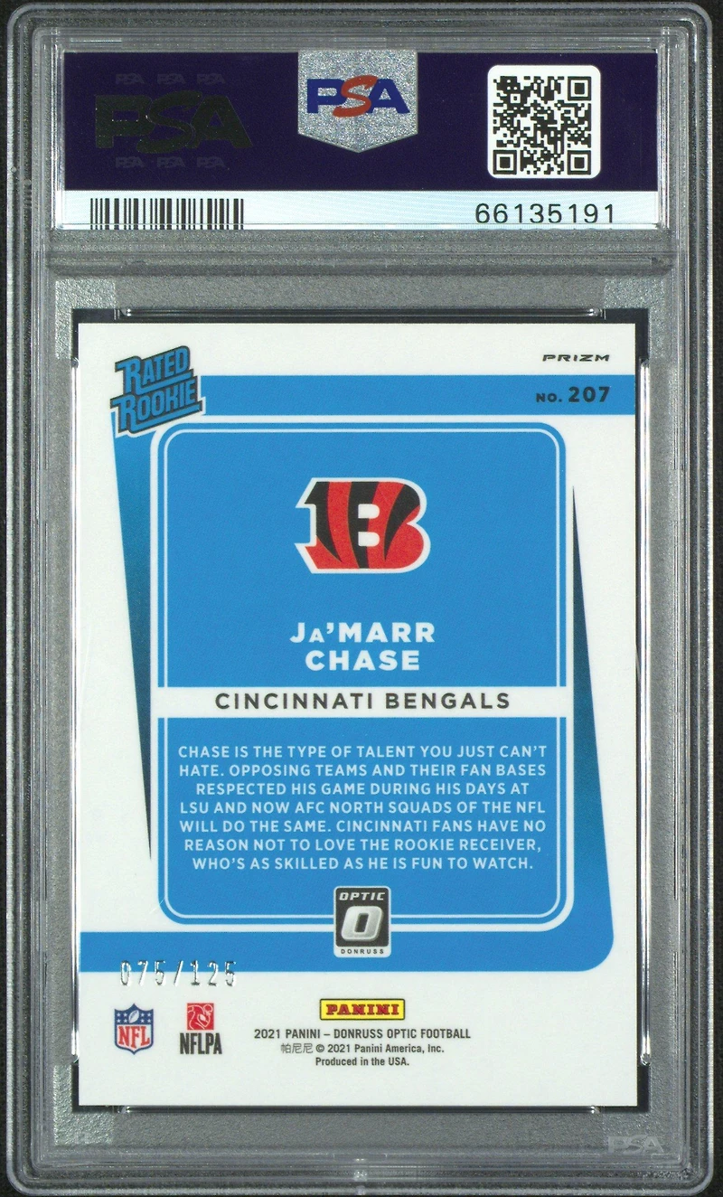2021 Panini Donruss Optic 207 Ja'marr Chase Silver Circles PSA 9