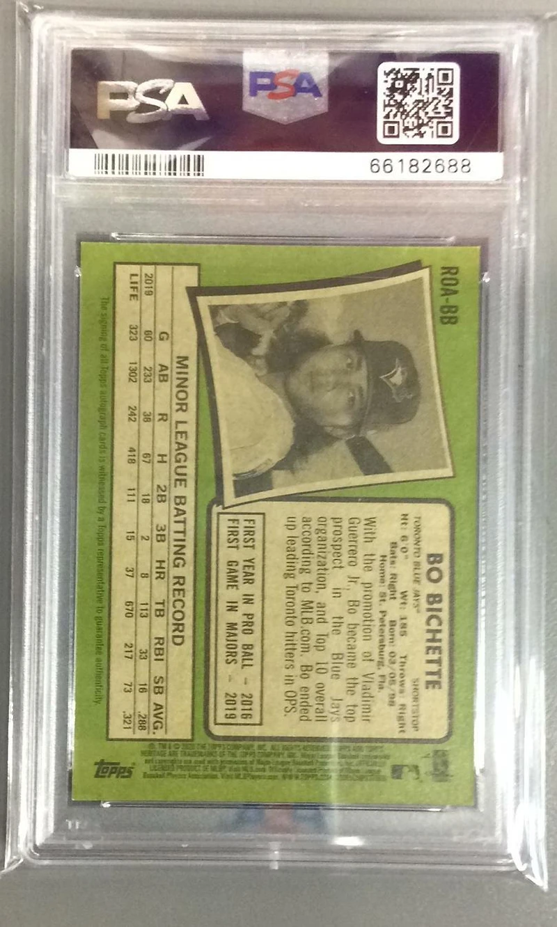 2020 Topps Heritage Real One Autographs Bb Bo Bichette PSA 8