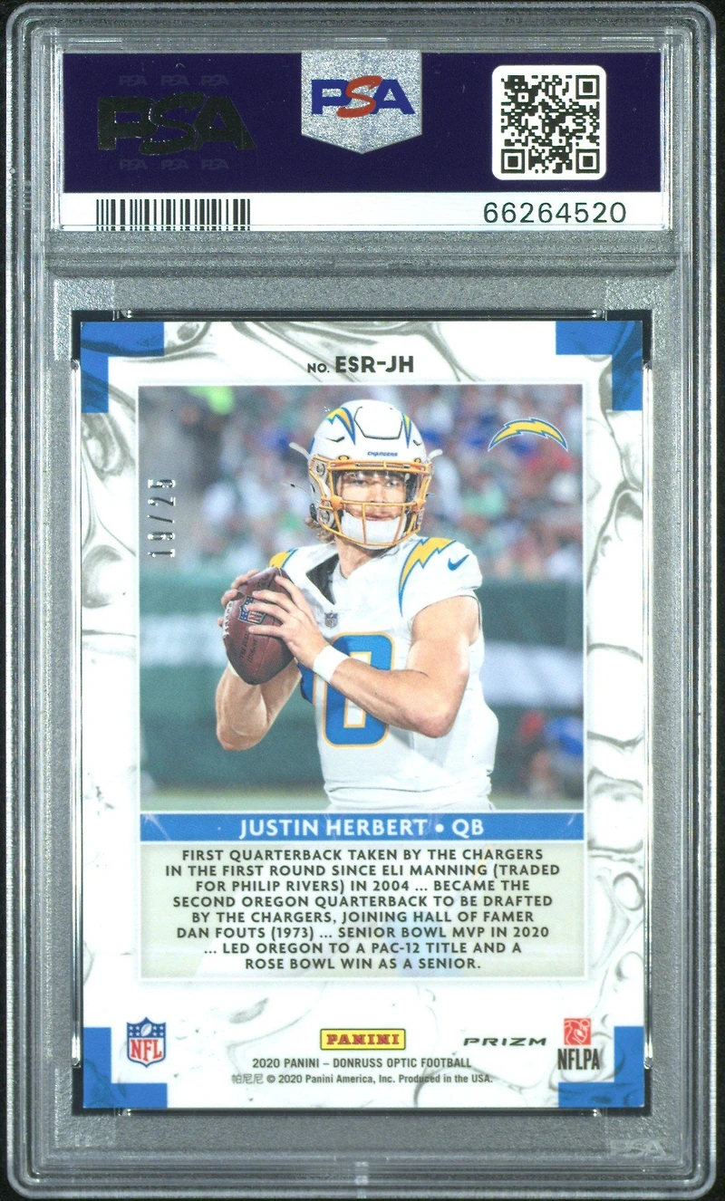 2020 Panini Donruss Optic Elite Series Rookies Jh Justin Herbert Black Pandora PSA 9