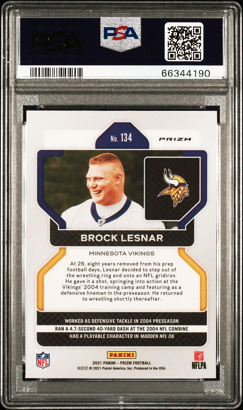 2021 Panini Prizm 134 Brock Lesnar Silver Prizm PSA 9