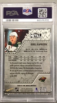2020 Skybox Metal Universe 125 Kirill Kaprizov Blue Spectrum PSA 8