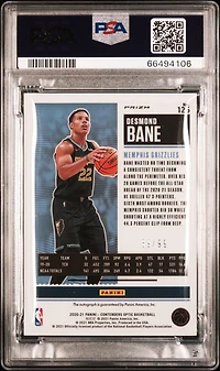 2020 Panini Contenders Optic 126 Desmond Bane Autograph-blue PSA 9