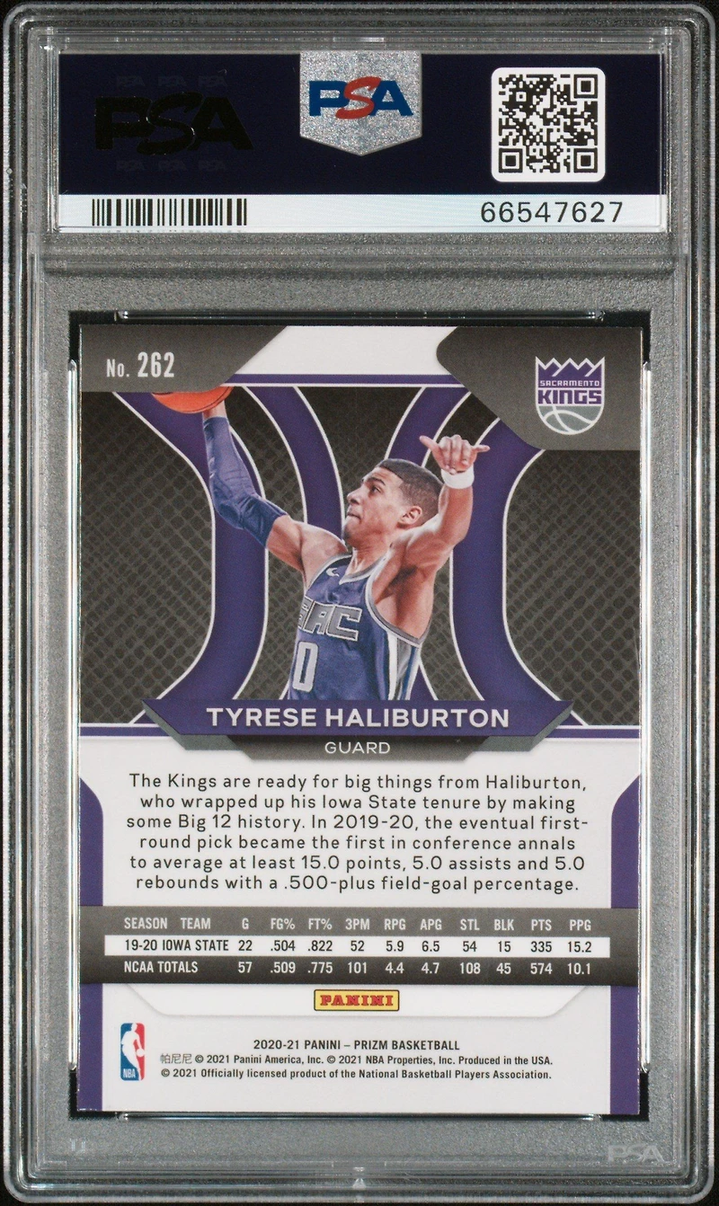 2020 Panini Prizm 262 Tyrese Haliburton PSA 10