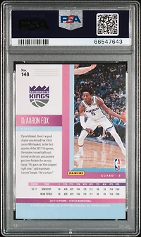 2017 Panini Status 148 De'aaron Fox Aspirations PSA 10