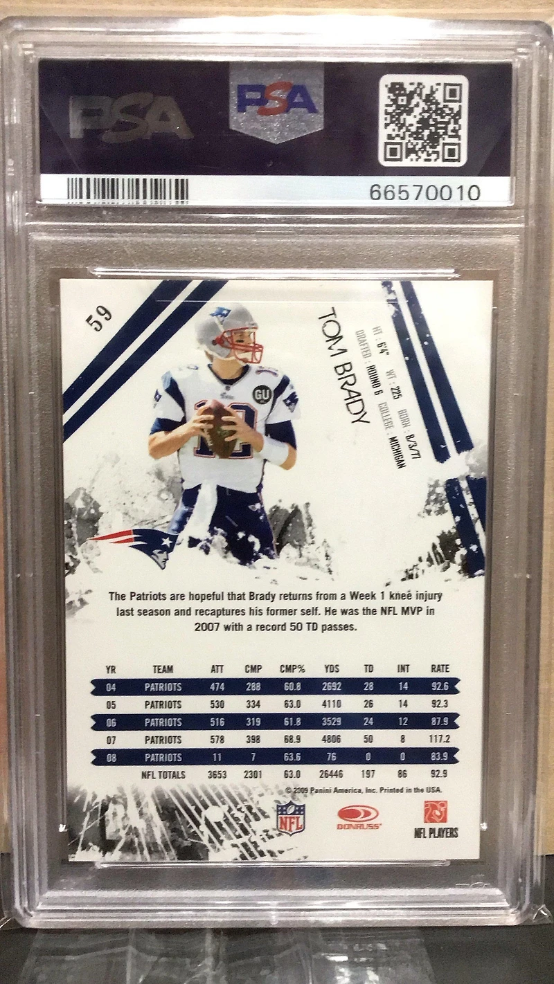 2009 Donruss Rookies & Stars 59 Tom Brady PSA 10