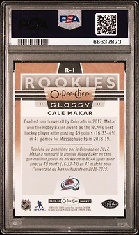2019 Upper Deck Opc Glossy Rookies R-1 Cale Makar Copper PSA 9