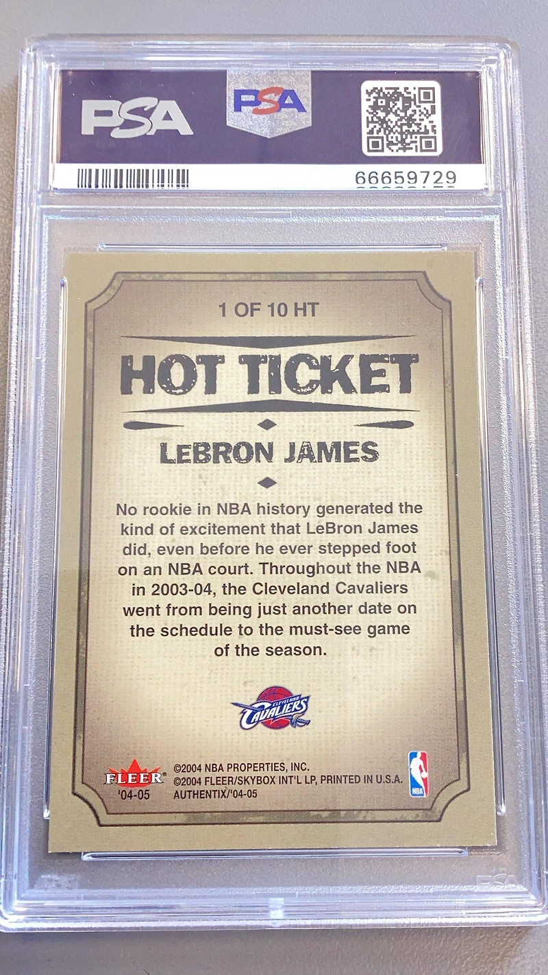 2004 Fleer Authentix Hot Ticket 1 Lebron James Hot Ticket PSA 9