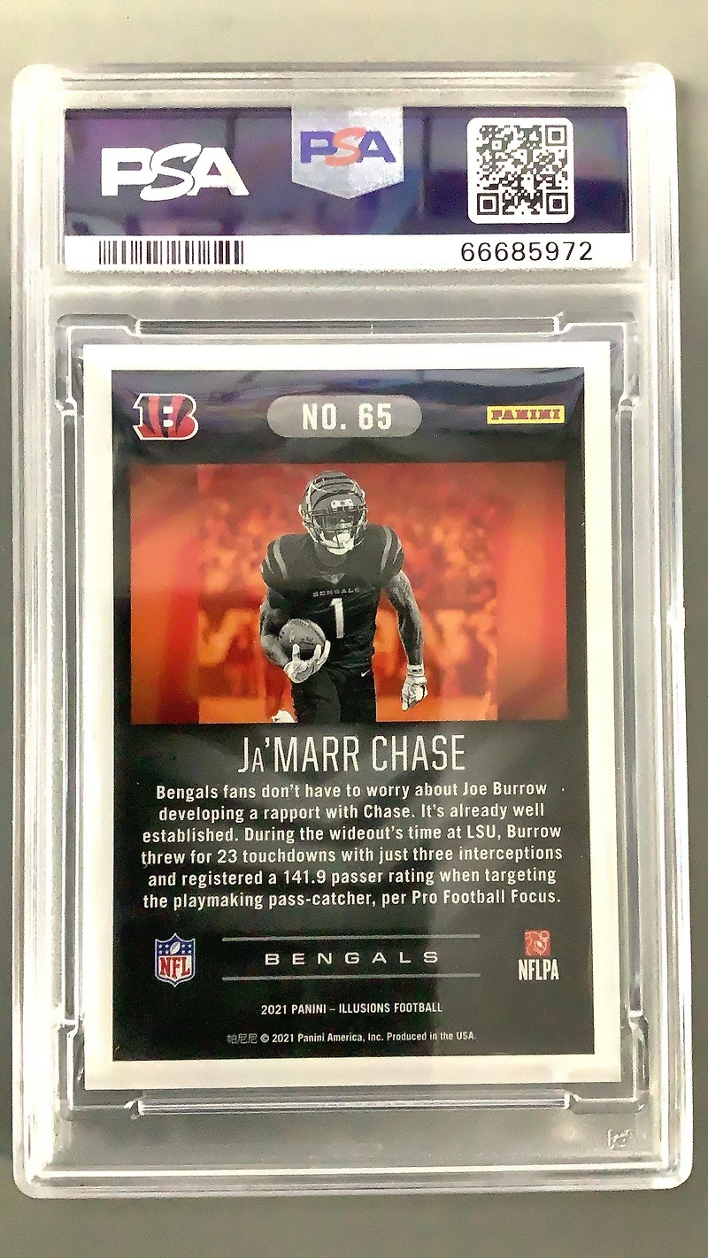 2021 Panini Illusions 65 Ja'marr Chase PSA 10