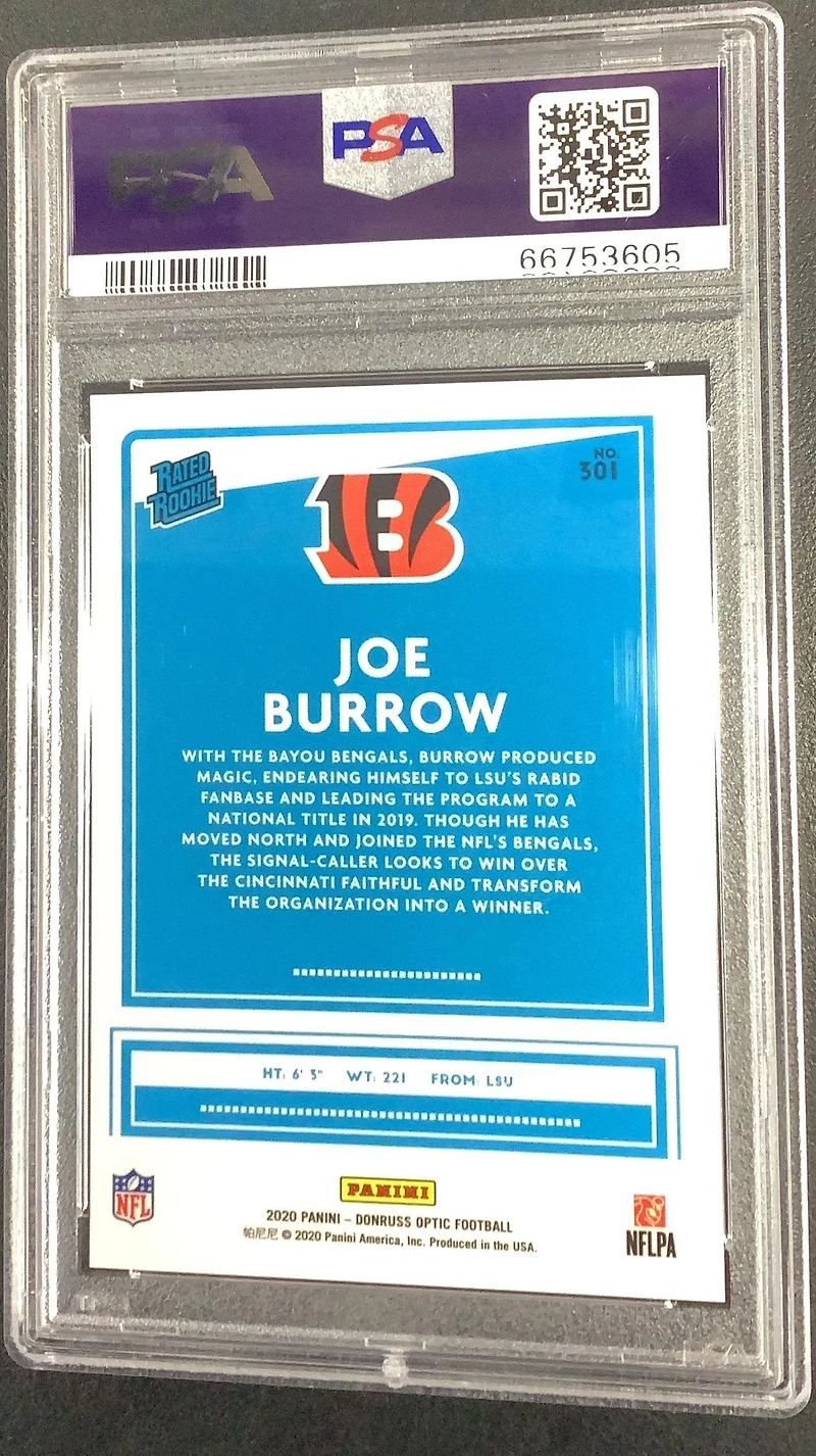 2020 Panini Donruss Optic 301 Joe Burrow Variation PSA