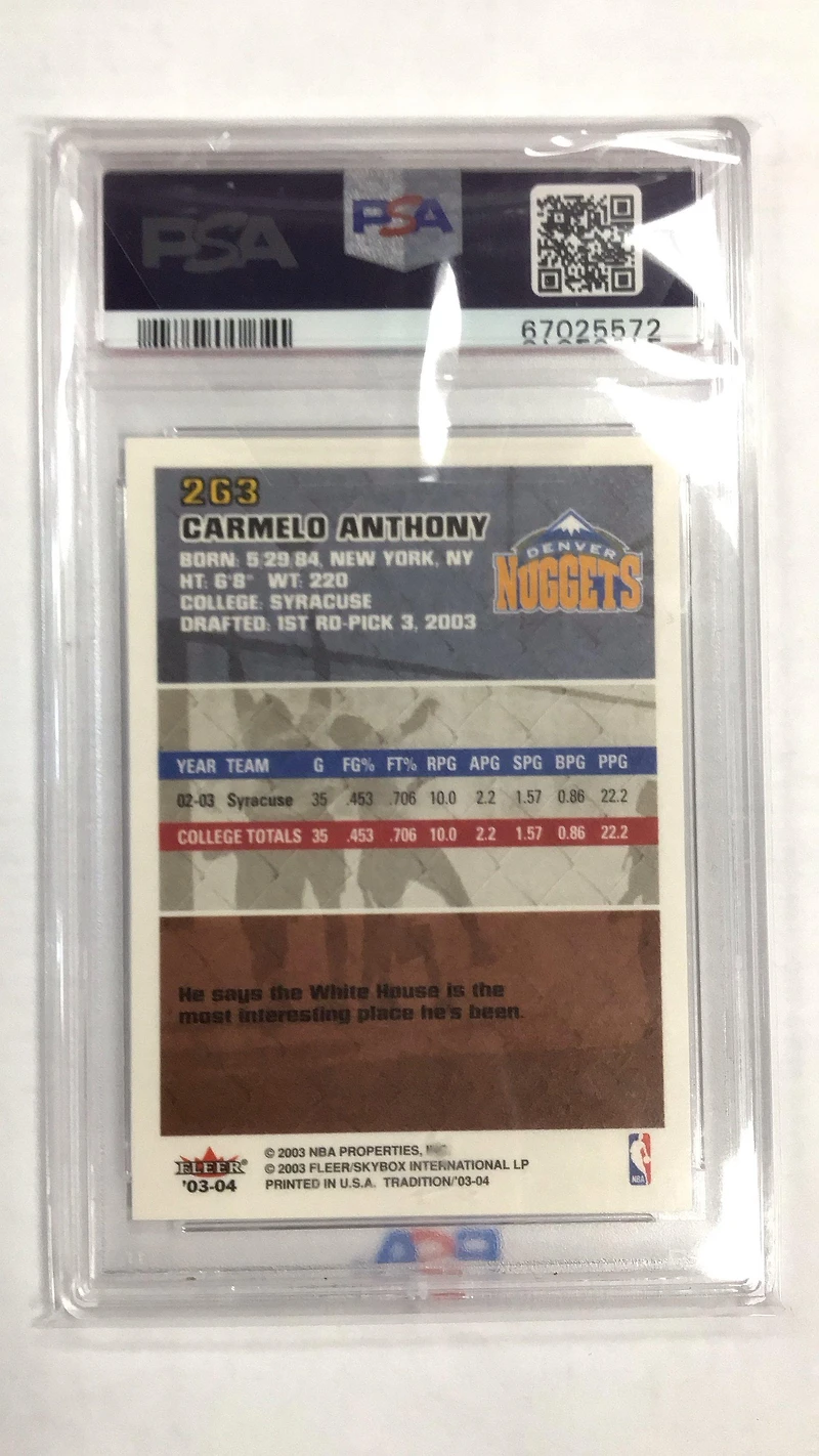 2003 Fleer Tradition 263 Carmelo Anthony PSA 9