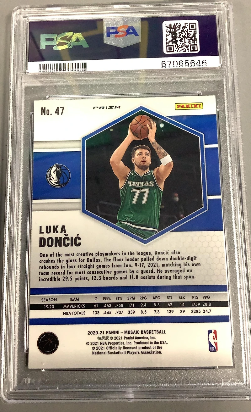 2020 Panini Mosaic 47 Luka Doncic Green Mosaic PSA 10