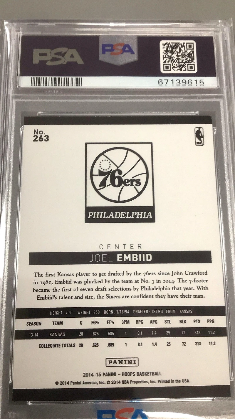 2014 Panini Hoops 263 Joel Embiid Green PSA 9
