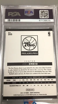 2014 Panini Hoops 263 Joel Embiid Green PSA 9