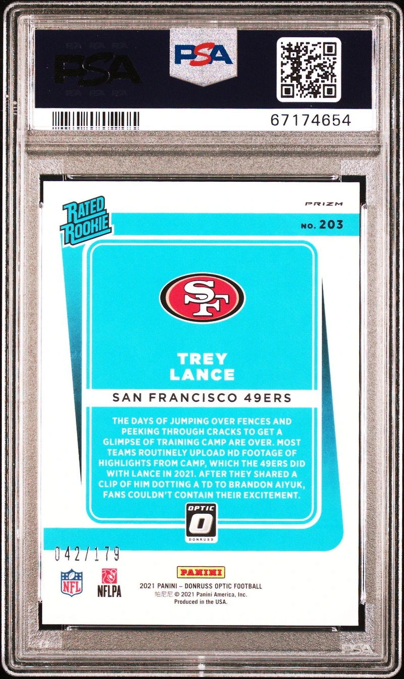 2021 Panini Donruss Optic 203 Trey Lance PSA 10