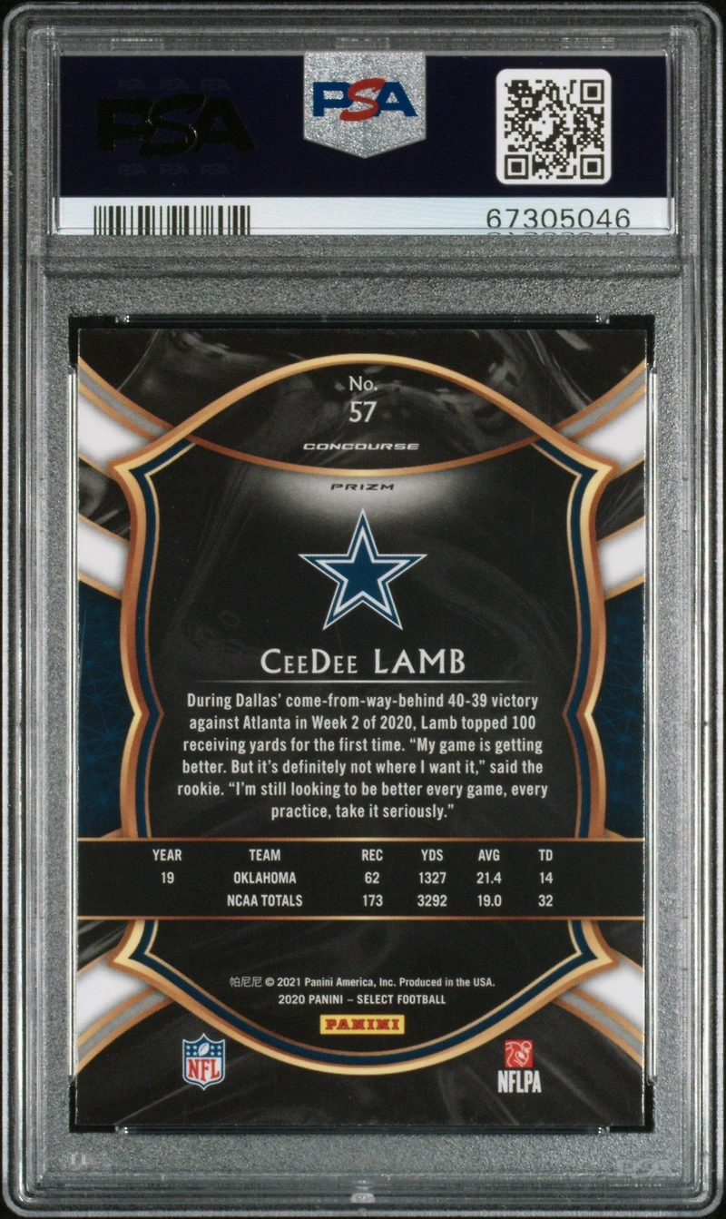 2020 Panini Select Ceedee Lamb Silver Prizm PSA 10