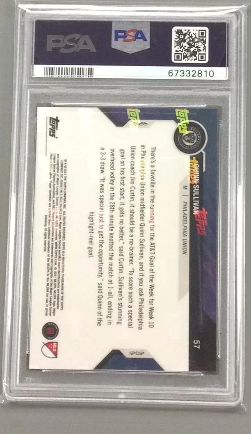 2021 Topps Now Mls 57 Quinn Sullivan PSA 10