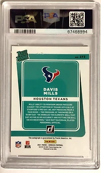 2021 Panini Donruss 273 Davis Mills Autograph-orange PSA 8
