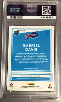 2020 Panini Donruss Optic 187 Gabriel Davis Holo PSA 10