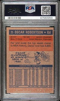 1972 Topps 25 Oscar Robertson PSA 8