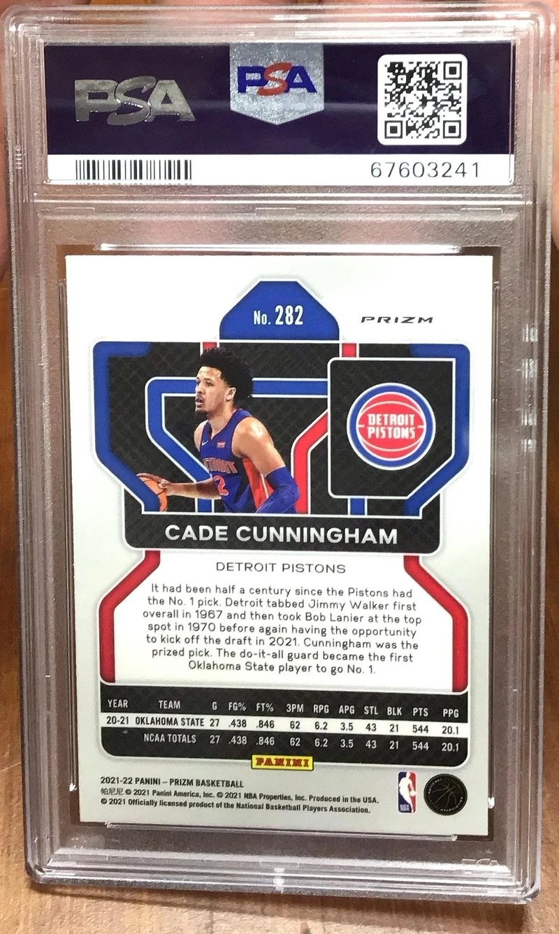 2021 Panini Prizm 282 Cade Cunningham Ice PSA 9