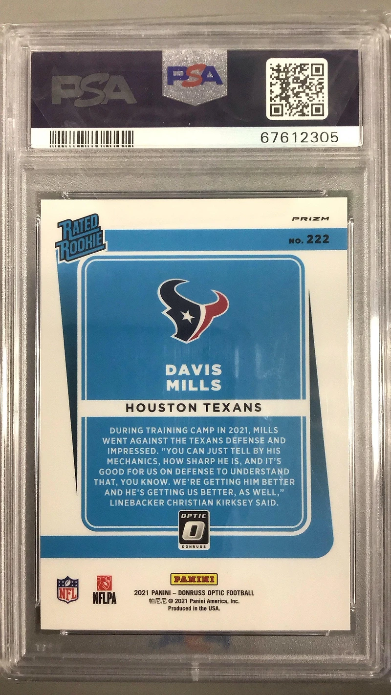 2021 Panini Donruss Optic 222 Davis Mills PSA 10