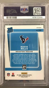 2021 Panini Donruss Optic 222 Davis Mills PSA 10