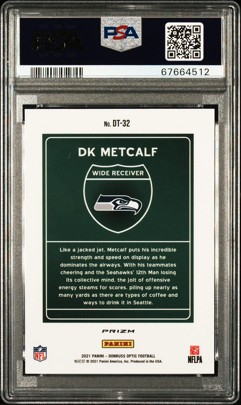 2021 Panini Donruss Optic Downtown Dt32 Dk Metcalf PSA 10