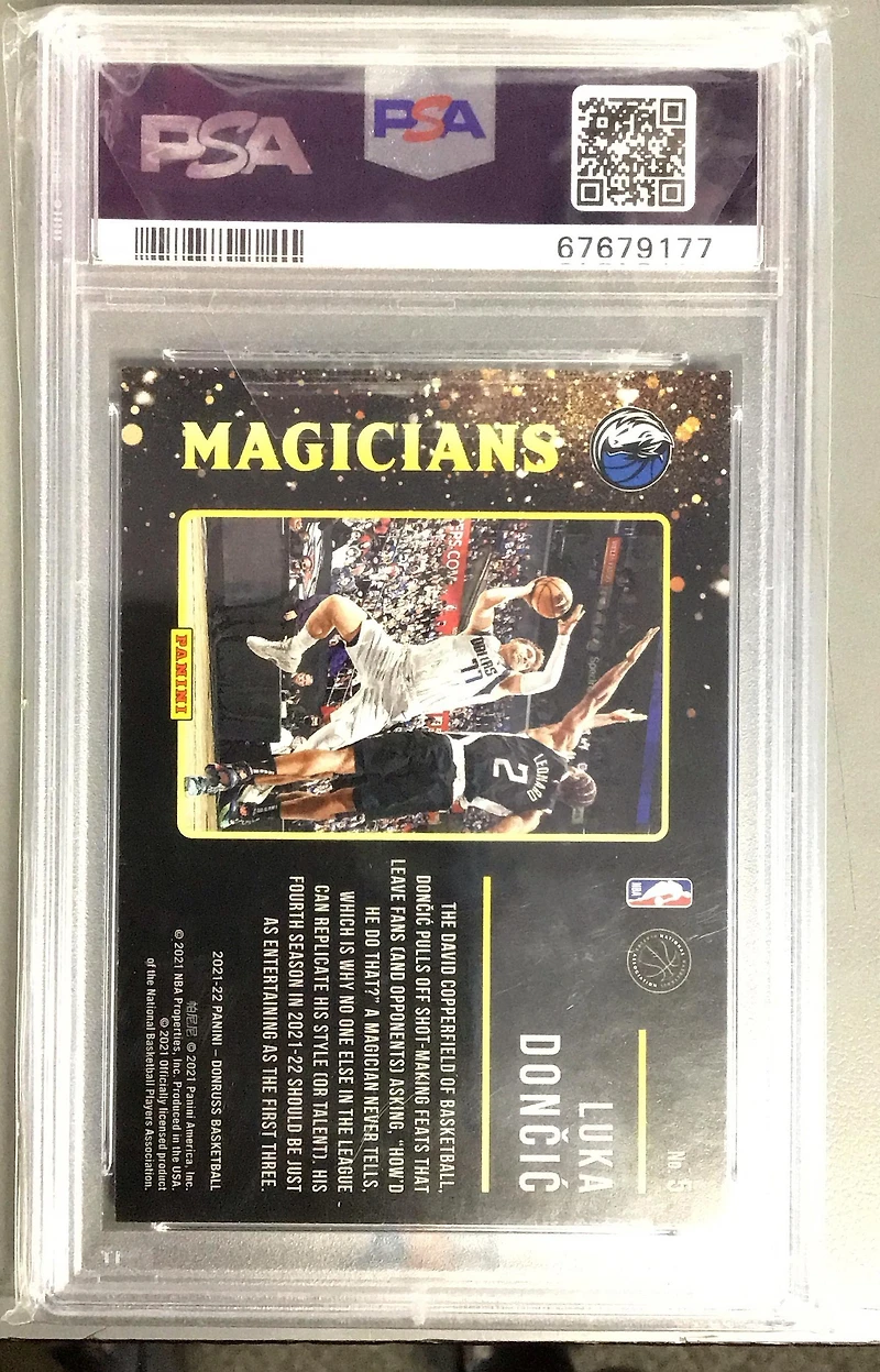 2021 Panini Donruss Magicians 5 Luka Doncic Holo Pink Laser PSA 9