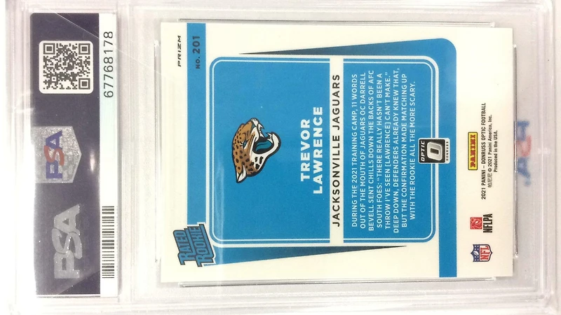 2021 Panini Donruss Optic 201 Trevor Lawrence Purple Shock PSA