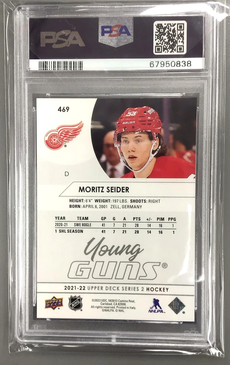 2021-2022 Upper Deck 469 Moritz Seider PSA 10