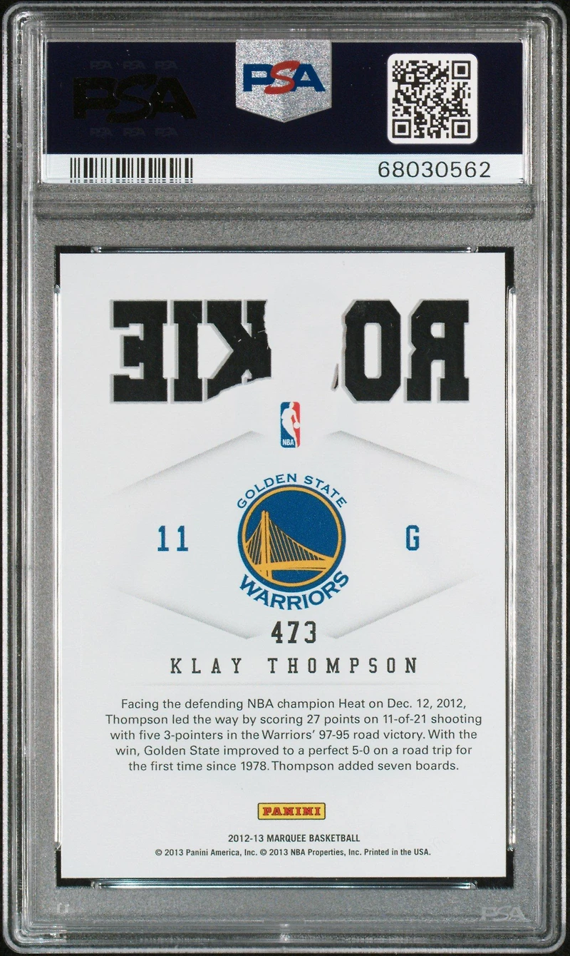 2012 Panini Marquee 473 Klay Thompson PSA 9