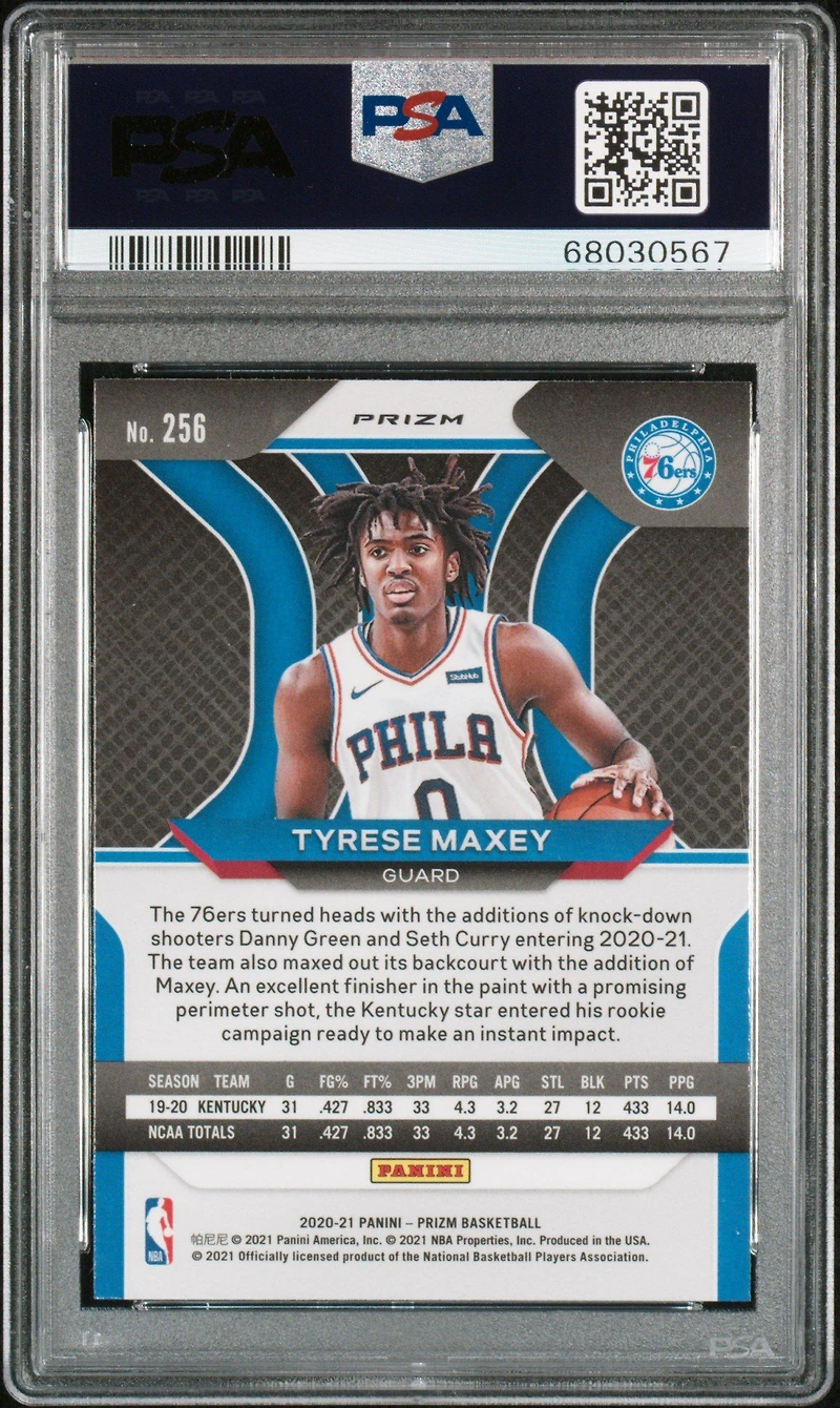 2020 Panini Prizm 256 Tyrese Maxey Hyper Prizm PSA 10