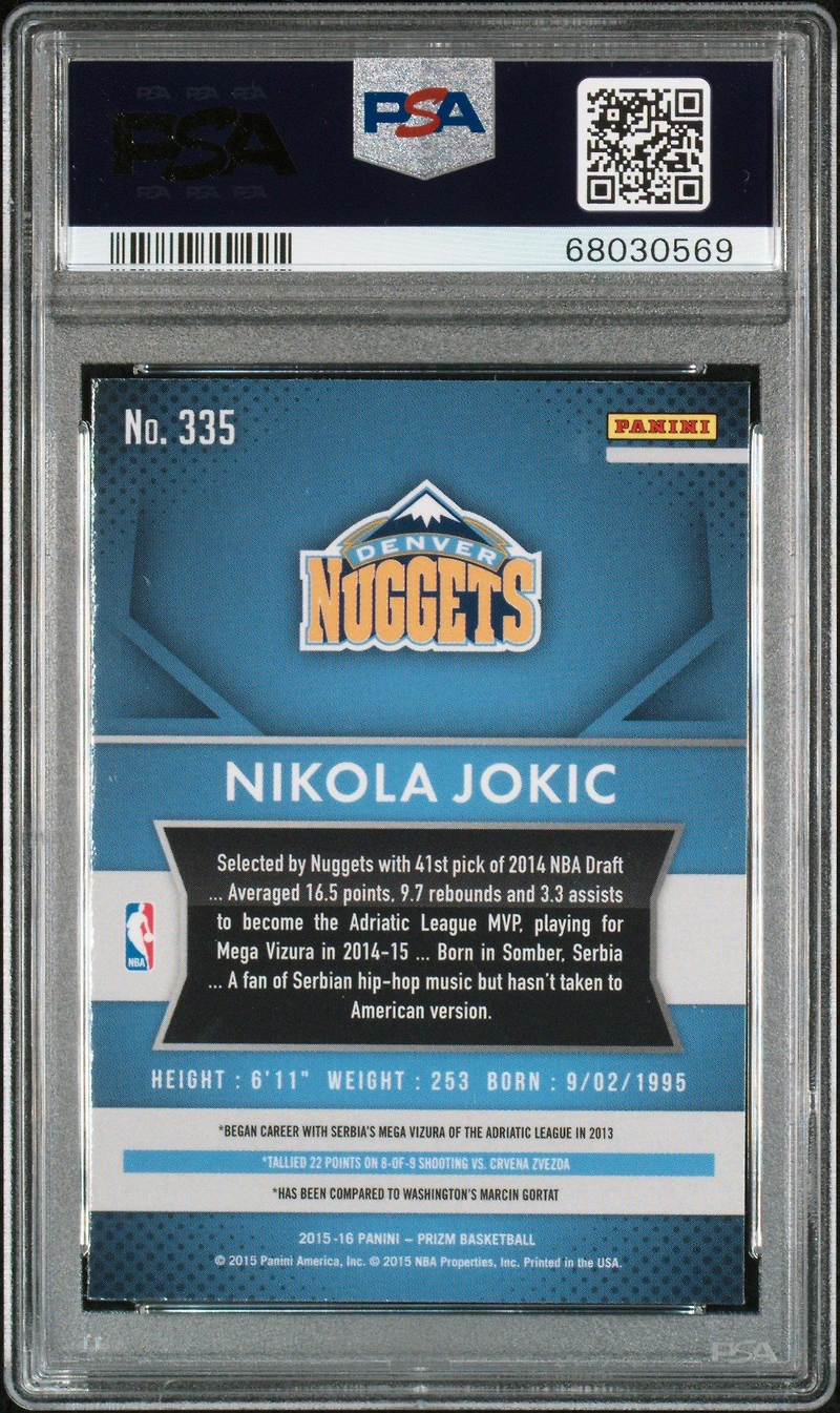 2015 Panini Prizm 335 Nikola Jokic PSA 9