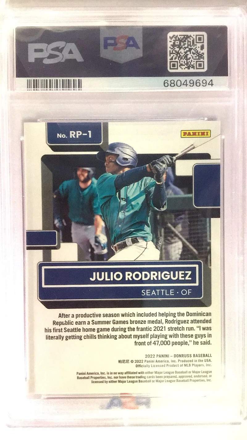 2022 Panini Donruss Rated Prospect Rp1 Julio Rodriguez PSA 9