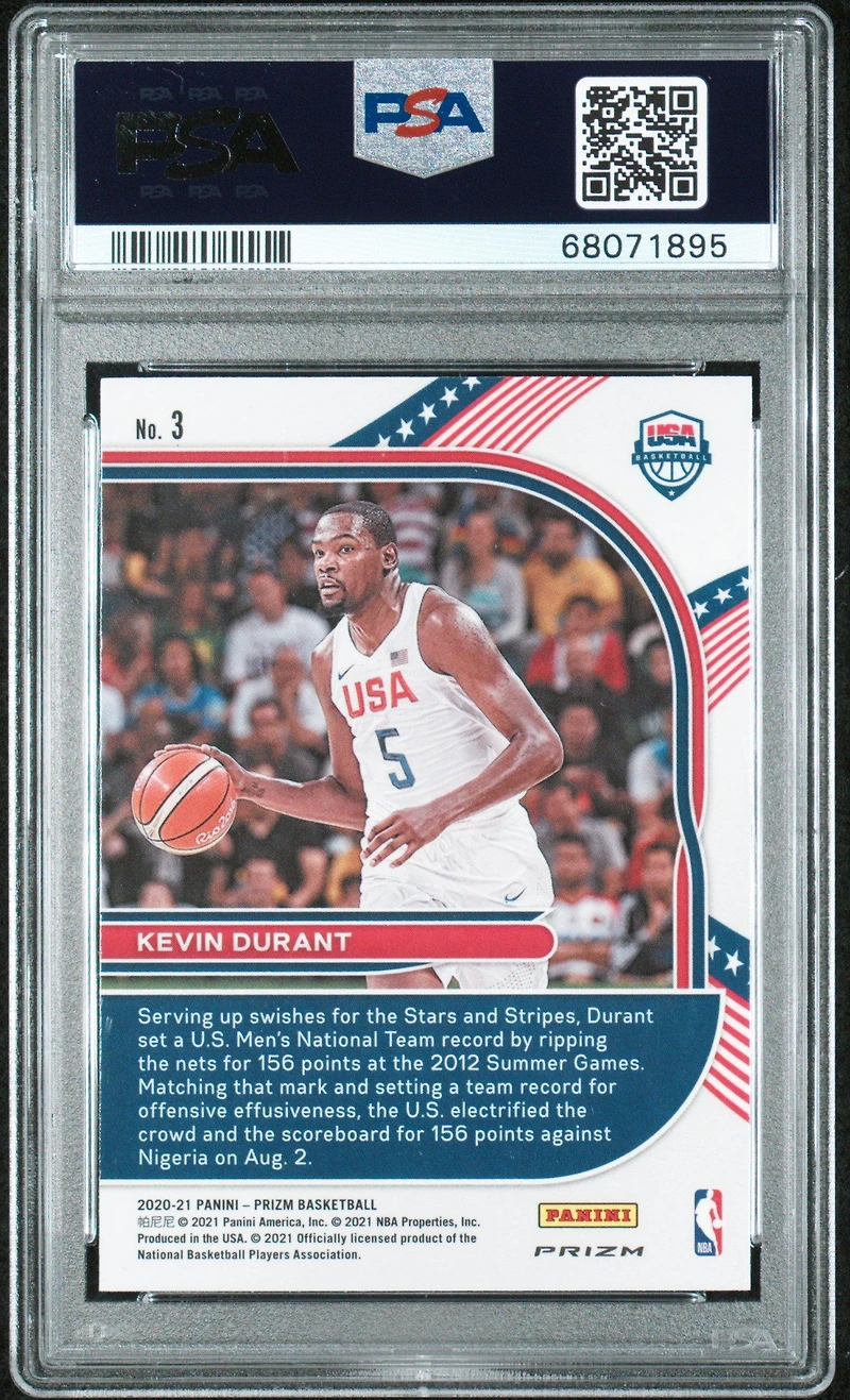 2020 Panini Prizm Usa Basketball 3 Kevin Durant Silver Prizm PSA 10