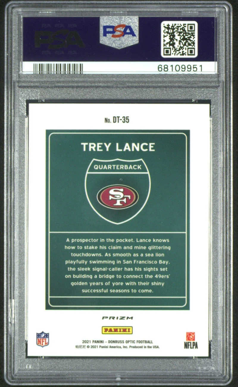 2021 Panini Donruss Optic Downtown Dt35 Trey Lance PSA 9