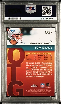 2002 Topps Chrome Own The Game Og7 Tom Brady PSA 10