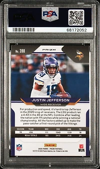 2020 Panini Prizm 398 Justin Jefferson Neon Green Pulsar PSA 9