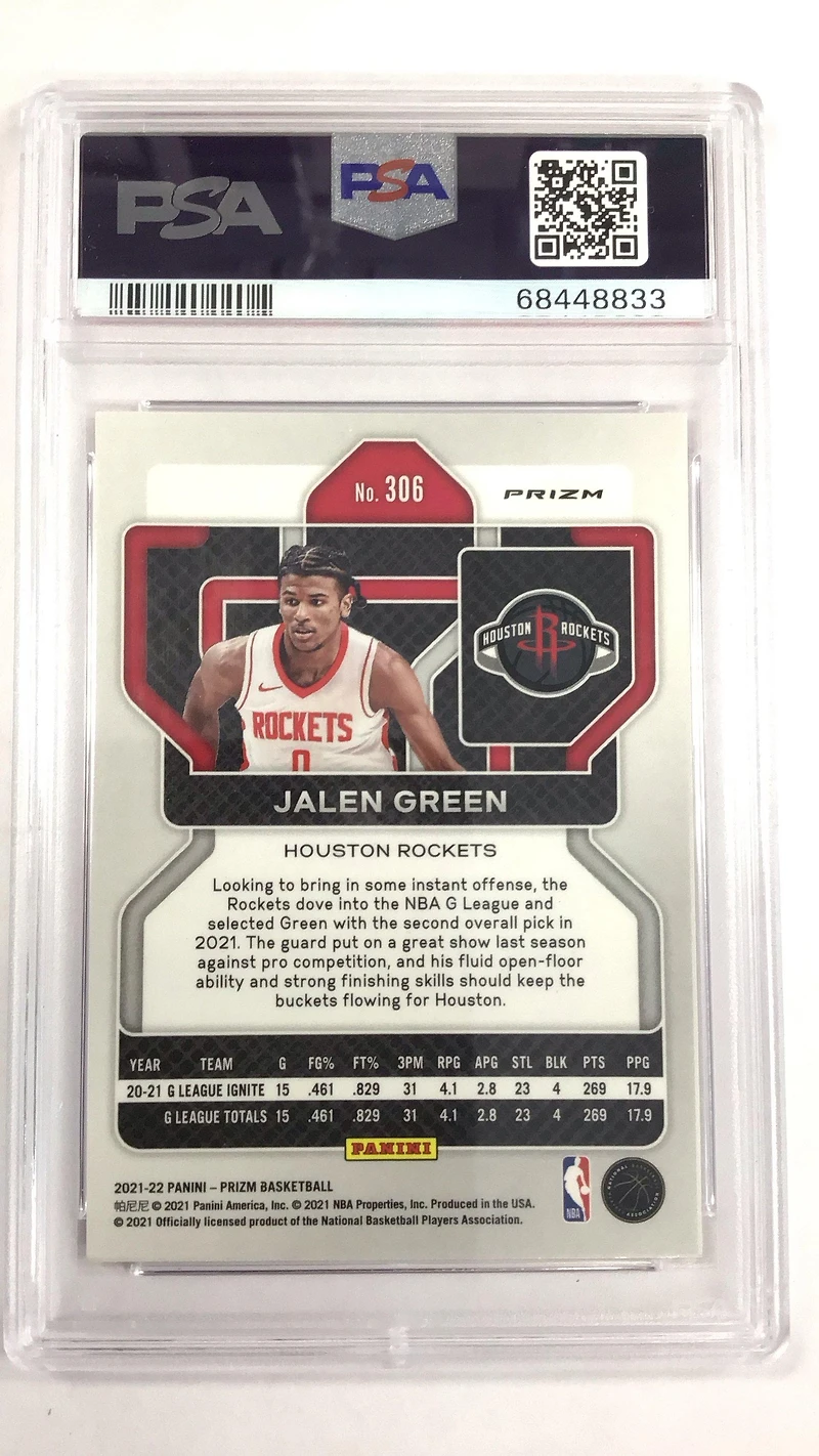 2021 Panini Prizm 306 Jalen Green Pink Ice PSA 9