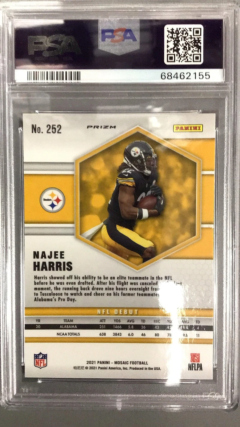 2021 Panini Mosaic 252 Najee Harris White Sparkle PSA 10