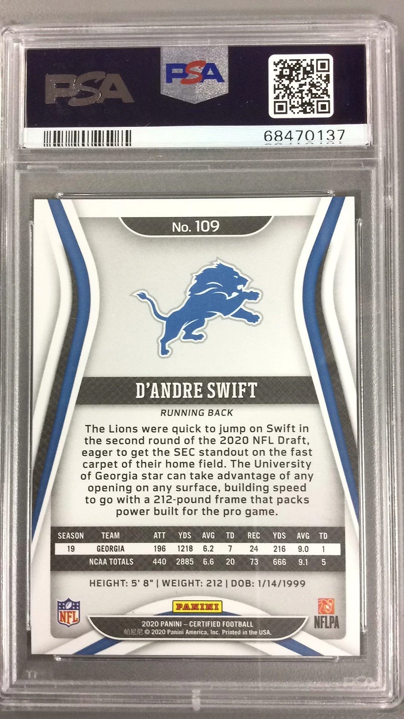 2020 Panini Certified 109 D'andre Swift Mirror PSA 10