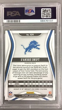 2020 Panini Certified 109 D'andre Swift Mirror PSA 10