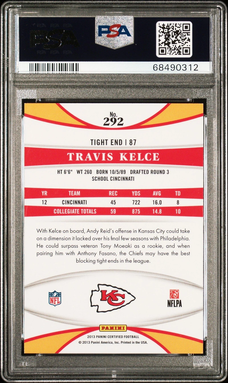 2013 Panini Certified 292 Travis Kelce Mirror Emerald PSA 10