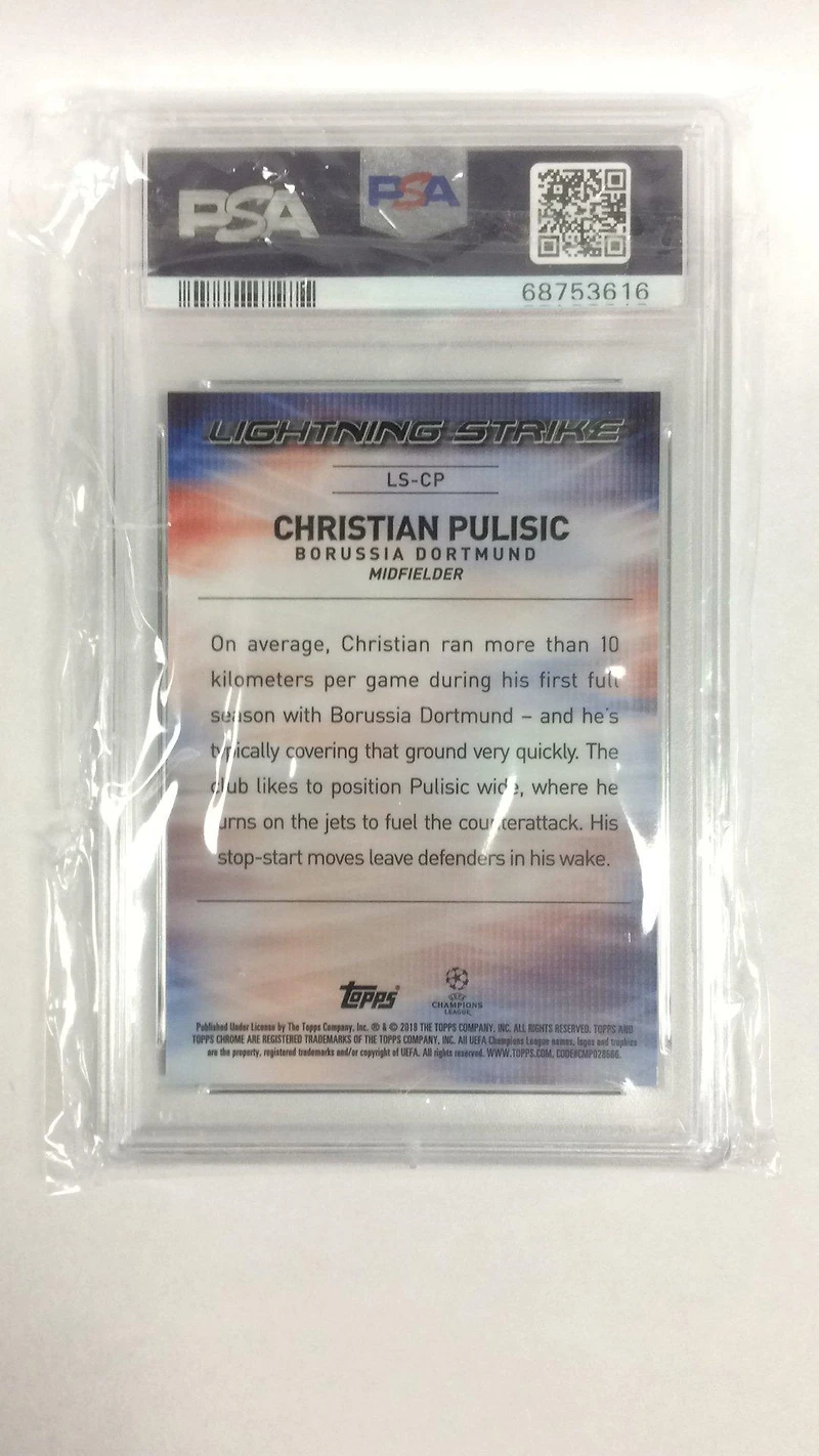 2017 Topps Chrome Uefa Champions League Lightning Strike Ls-cp Christian Pulisic PSA 10