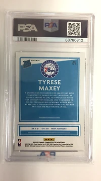 2020 Panini Donruss Optic 171 Tyrese Maxey Purple Shock PSA 10