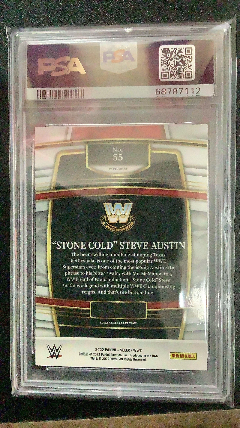 2022 Panini Select Wwe 55 Stone Cold Steve Austin Orange Flash Prizm PSA 9
