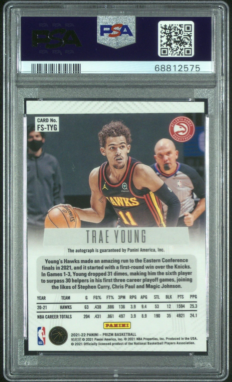 2021 Panini Prizm Flashback Signatures Fstyg Trae Young PSA 10