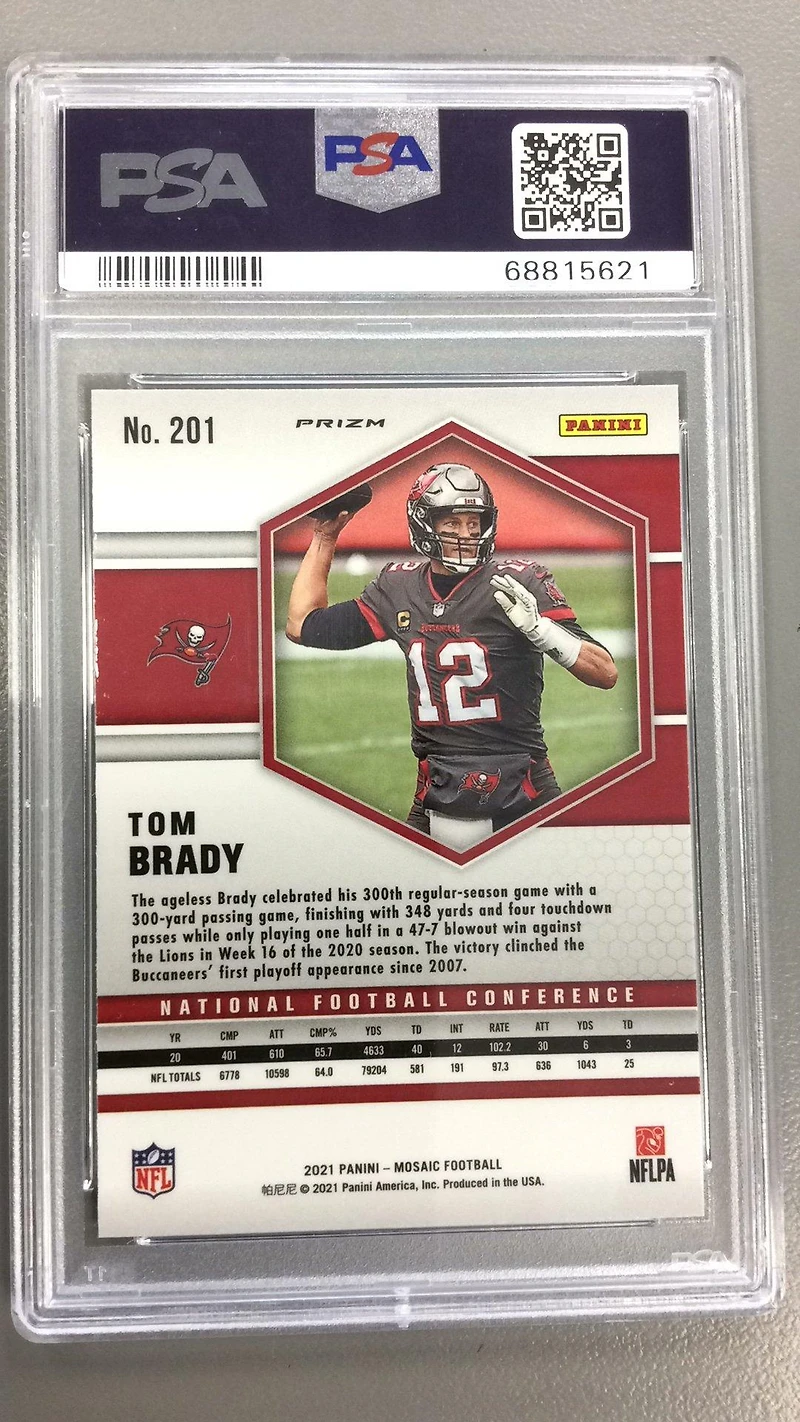 2021 Panini Mosaic 201 Tom Brady Reactive Orange PSA 10