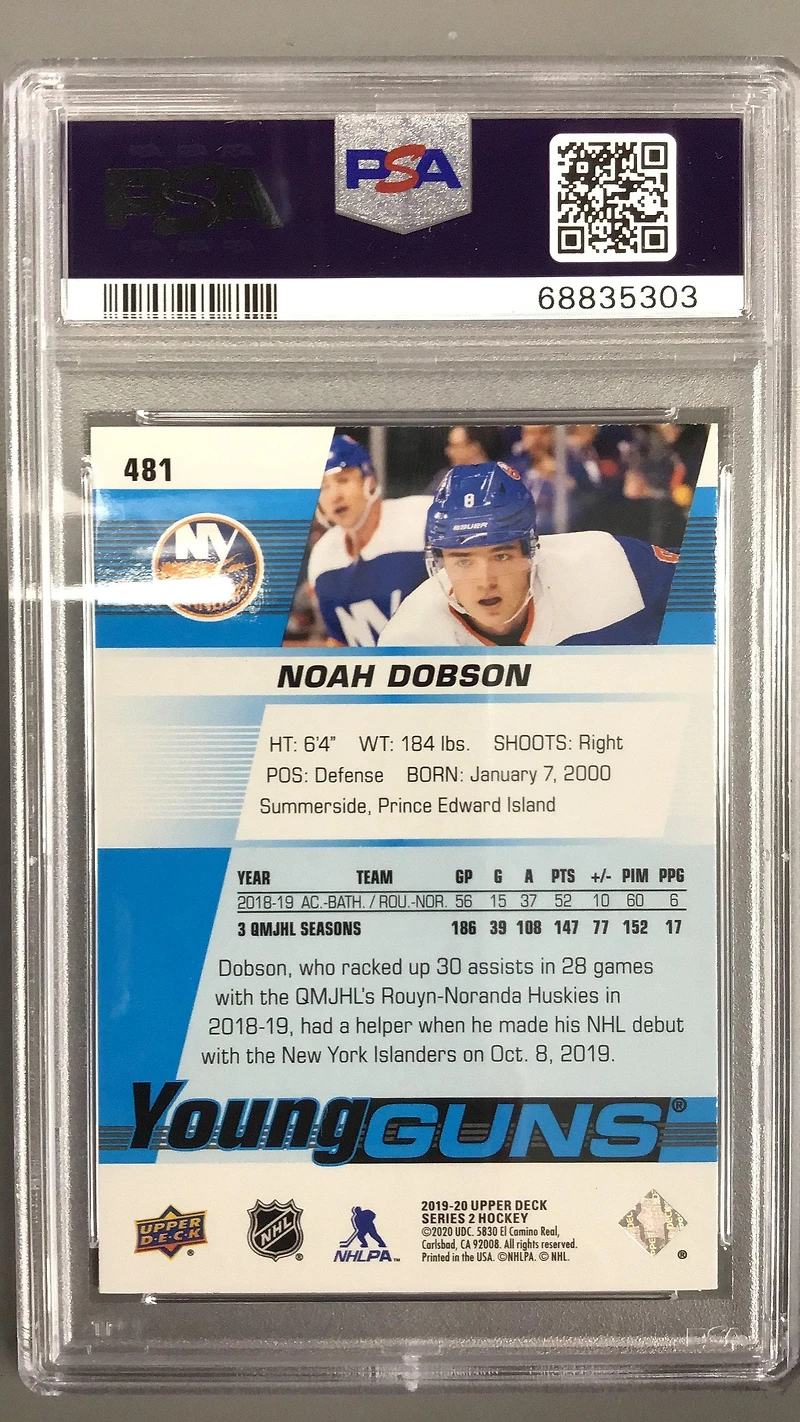 2019 Upper Deck 481 Noah Dobson PSA 10