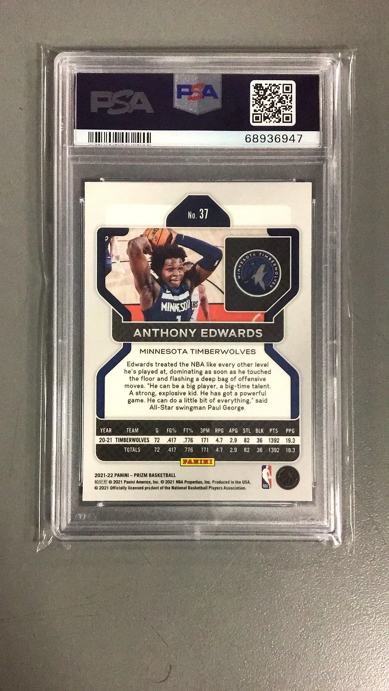 2021 Panini Prizm 37 Anthony Edwards PSA 10